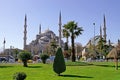 Sultan Ahmed Mosque (Blue Mosque) and tourists in Istanbul, Turkey Royalty Free Stock Photo