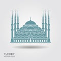 The Blue Mosque, Istanbul, Turkey. Flat icon with shadow