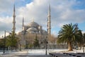 Sultan Ahmet Camii Blue mosque, cloudy January day. Istanbul Royalty Free Stock Photo