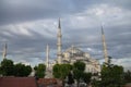 Sultan Ahmet Camii ( Blue Mosque ) glows in early evening light Royalty Free Stock Photo