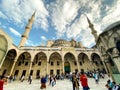 Sultan Ahmet Camii, Istanbul. Blue Mosque turkish islamic landmark with six minarets. Theme of Islam and Faith. Turkey