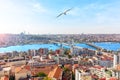 Sultan Ahmet district and the bridges over the Golden Horn, Istanbul Royalty Free Stock Photo