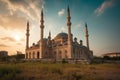 Ai Generative Sultan Ahmet Mosque in Istanbul, Turkey. Blue sky at sunset