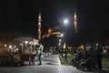 Sultan Ahmet Mosque night shoot in the moonlight. Street Lights