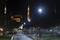 Sultan Ahmet Mosque night shoot in the moonlight. Street Lights