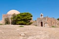 Sultan Ibrahim mosque and church of Agia Ekaterini on Crete, Greece. Rethymno city. Crete, Greece.