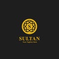 Sultan king premium abstract ornament logo icon badge round circle gold color good for hotel, premium product, spa, or resort