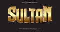 Sultan King Style theme editable text effect Royalty Free Stock Photo