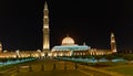 Sultan Qaboos Grand Mosque at night. Muscat. Sultanate Oman Royalty Free Stock Photo