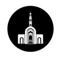Sultan Qaboos Grand Mosque vector icon. Sultan Qaboos Grand Mosque vector illustration, Sultan Qaboos Grand Mosque front gate in Royalty Free Stock Photo