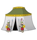 Sultan`s tent with guards outside