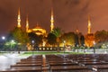 Sultanahmet or Blue Mosque in Istanbul, Turkey, night view Royalty Free Stock Photo
