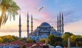 Sultanahmet or the Blue Mosque at sunset, Istanbul view, Turkey