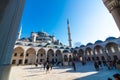 Sultanahmet or Blue Mosque view from courtyard and people or tourists Royalty Free Stock Photo