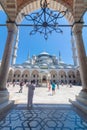 Sultanahmet Mosque aka Blue Mosque with tourists. Royalty Free Stock Photo