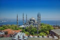 Sultanahmet Mosque with blue sky and sea