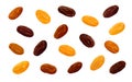 Sultanas, Golden and brown Thompson raisins on white background