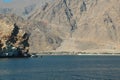 Sultanate of Oman, Musandam peninsula, Gulf of Oman, rocky coast Royalty Free Stock Photo