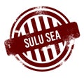 Sulu Sea - red round grunge button, stamp