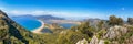 Sulungur Lake and Iztuzu Beach view from hill in Dalyan Village of Mugla Province