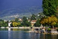 Sulzano - autumn view over Iseo Lake. Royalty Free Stock Photo