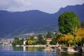 Sulzano - autumn view over Iseo Lake. Royalty Free Stock Photo