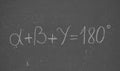 The sum of the interior angles in each triangle is 180 degrees,