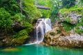 Sum waterfall Radovna River Vintgar Gorge Slovenia Royalty Free Stock Photo