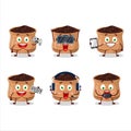 Sumach cartoon character are playing games with various cute emoticons