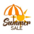 Sumaer sale label with a sun and umbrela
