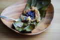 Suman with leche flan and ube Royalty Free Stock Photo