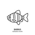 Sumatran barb fish line icon. Tiger barbus vector sign. Editable stroke