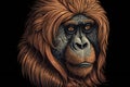 Sumatran orangutan art nouveau style, hand drawn & artistic