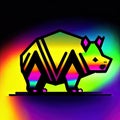 Sumatran Rhinoceros Animal Style Print Design Logo. Generative AI.