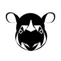 Sumatran rhinoceros head icon. Sumatran rhinoceros head logo on white background. Wild animal