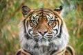 Sumatran tiger close up of its beautiful face Royalty Free Stock Photo