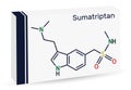 Sumatriptan molecule. It is serotonin receptor agonist used to treat migraines, headache. Skeletal chemical formula. Paper