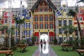 a brightly colored palace with clean courtyards in the Jatinangor National Flower Park tourist attraction
