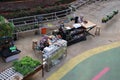 various traditional snack stalls at the Jatinangor National Flower Park tourist attraction during the day