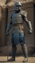 Sumerian Infantryman with Battle Scars and War Paint in Full Body Shot for Motion Graphics.