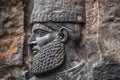 Sumerian wall relief of king, old stone carving from Middle East