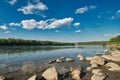 Sumertime view of the North Saskatchewan river Royalty Free Stock Photo