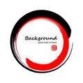 Sumi circle drawn in red and black ink. Vector illustration. Royalty Free Stock Photo