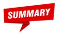 summary banner. summary speech bubble, label, sticker, sign template Royalty Free Stock Photo