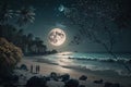 Beautiful beach moonlight romantic environment