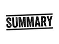 Summary - a brief statement or account of the main points of something, text stamp concept background