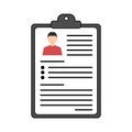 Summary concept. Vector resume icon. Recruitment. Document with information about a person. Flat design Royalty Free Stock Photo