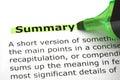 Summary Highlighted With Green Marker Royalty Free Stock Photo