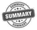 summary stamp. summary round grunge sign. Royalty Free Stock Photo
