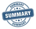 summary stamp. summary round grunge sign. Royalty Free Stock Photo